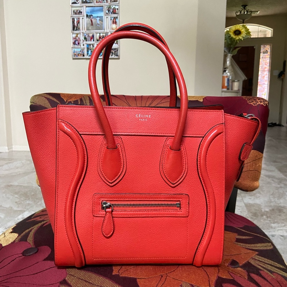 Red Orange Celine micro luggage